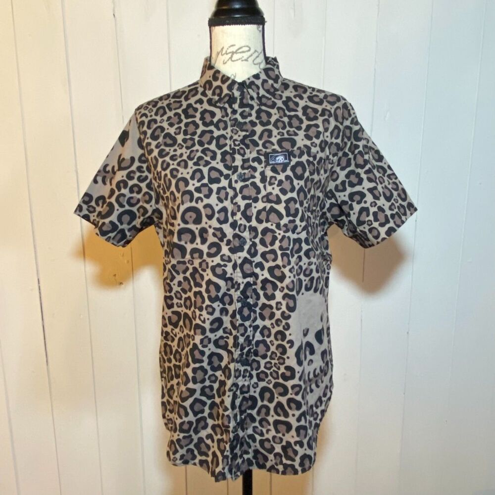 Lurking Class Leopard Print Button-Up Shirt size M